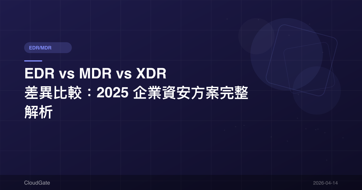 EDR vs MDR vs XDR 差異比較:2025 企業資安方案完整解析