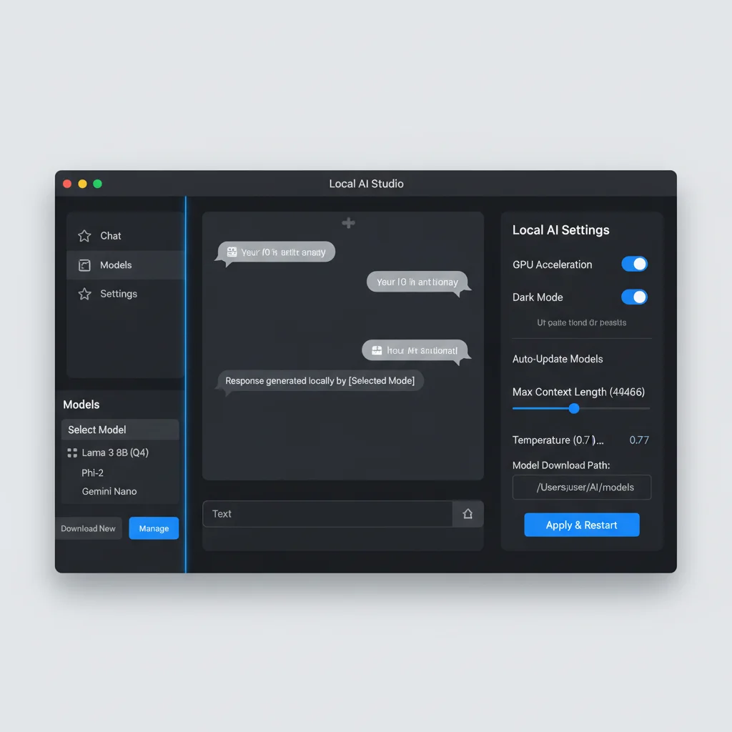 LM Studio GUI interface — model selection and chat